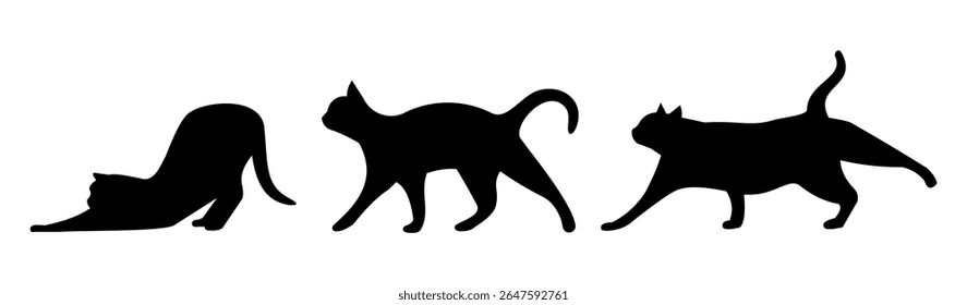 Various models of cat silhouette, simple vector design 