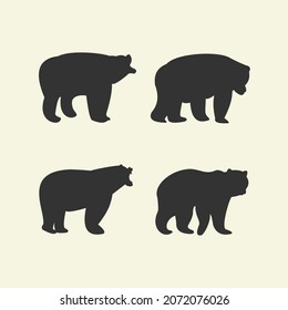 various models of grizzly bear vector silhouette