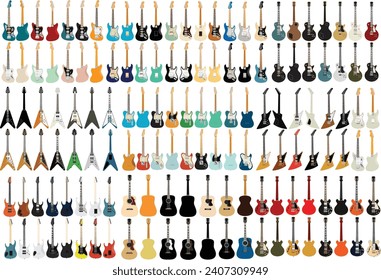 Various Models of Rock and Metal Guitars