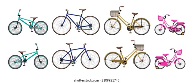 Various models and styles of bikes for riders to choose from according to age and usage. Vector cartoon illustration bicycle isolated on a white background.
