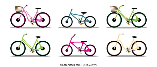 Various models and styles of bikes for riders to choose from according to age and usage. Vector cartoon illustration bicycle isolated on a white background.