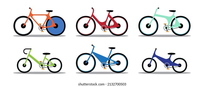 Various models and styles of bikes for riders to choose from according to age and usage. Vector cartoon illustration bicycle isolated on a white background.