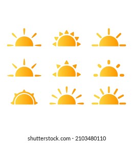 various models of sun icon for web and mobile design app, isolated sun vector design