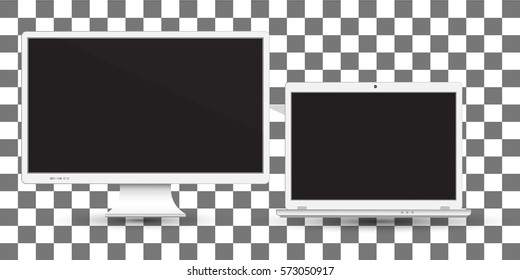 Various modern electronic gadget on isolate background. Vector illustration EPS10. computer monitor, laptop