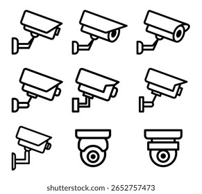 Various Modern Security Cameras Icons for Surveillance and Protection Use
