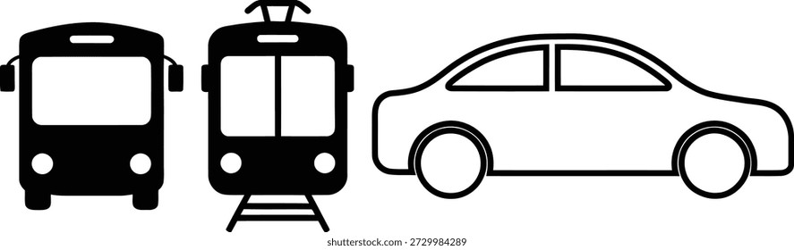 Various modes of transportation on a white background.