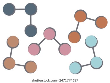 Various molecules with bond on white background.