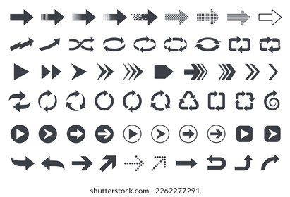 Various monochrome arrow icon sets svg