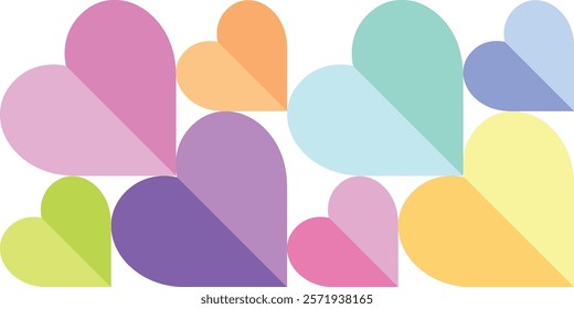 various monochrome color heart shape various size and shade seamless pattern illustration.