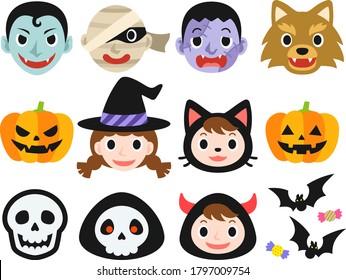 Diversos monstruos se enfrentan a un icono para halloween