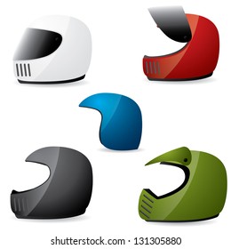 Various motorcycle and scooter helmets