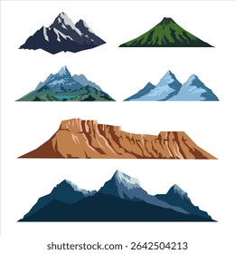 Various mountain icons suitable for your nature-themed designs	