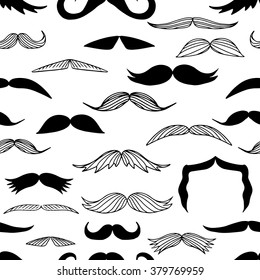 Various Moustaches Seamless Pattern. Vector