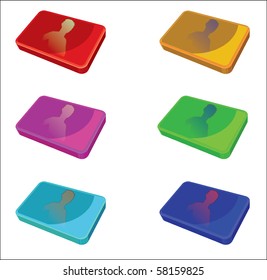 Various, multicolored, computer icons in the form of rectangles with the image of figures of the person