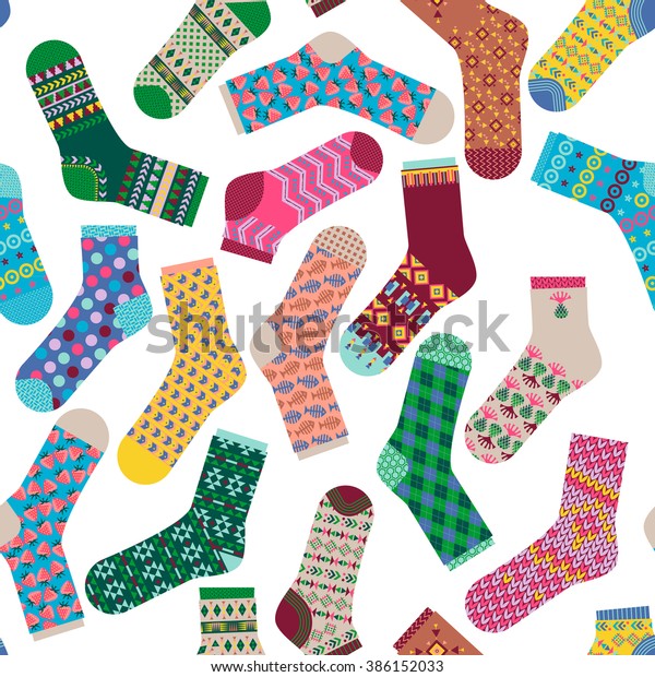 Various Multicolored Socks Seamless Background Pattern Stock Vector ...