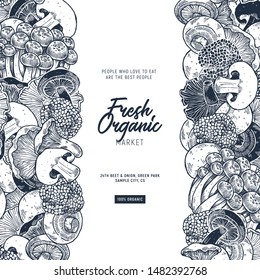 Various mushroom design template. Packaging composition. Vector illustration