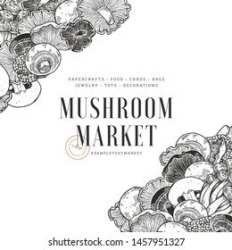 Various mushroom design template. Vintage style. Vector illustration