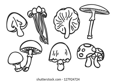 various mushroom doodle