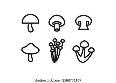 various mushrooms icon line design set