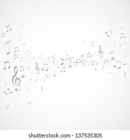 Various music notes on stave, vector illustration