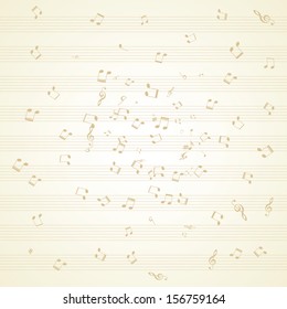 Various music notes on stave, vector illustration