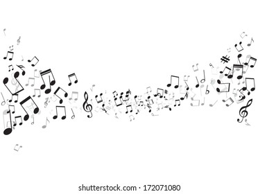 Various music notes on stave, vector illustration