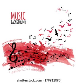 Various music notes on stave, vector illustration 