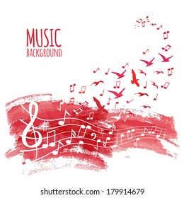 Various music notes on stave, vector illustration 