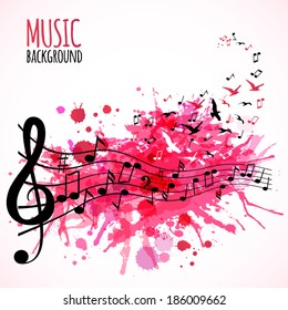 Various music notes on stave, vector illustration 