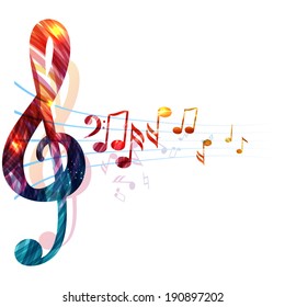 Various music notes on stave, vector illustration 