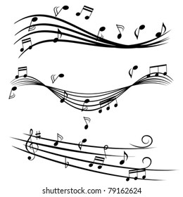 Various music notes on stave