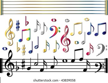 Various music notes set