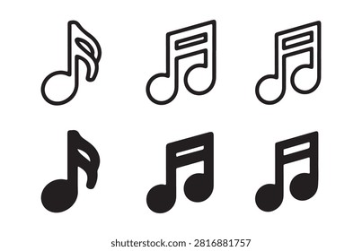 Various music notes and symbols like treble clefs and beams, perfect for audio.