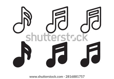 Various music notes and symbols like treble clefs and beams, perfect for audio.