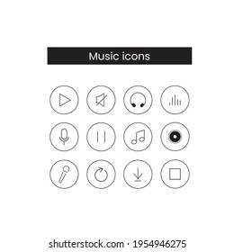 Diversos iconos vectoriales de música, ilustraciones 