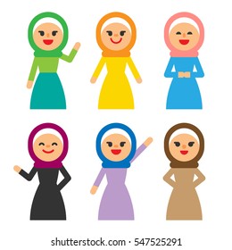 Various Muslim woman illustrations.