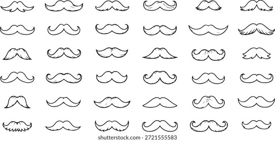 Varios estilos de bigote y Formas en contorno negro sobre fondo blanco bigote de bigote