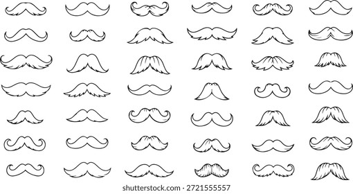 Varios estilos de bigote y Formas sobre fondo blanco bigote