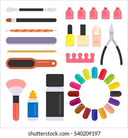 various Nail polish nail art vector illustration flat design