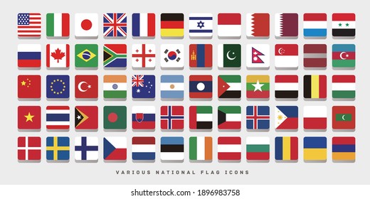 Various national flag icons illustration