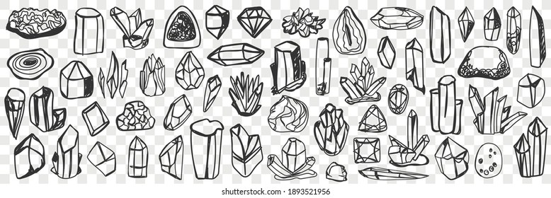 Various natural crystals doodle set