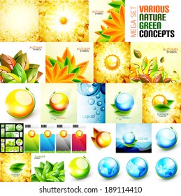 Various nature backgrounds set - autumn and summer concepts