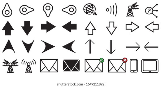 Various navigation buttons and icons to be used on website design or workplace presentations