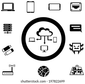 Various IT and network media icon and app collection set 1, create by vector