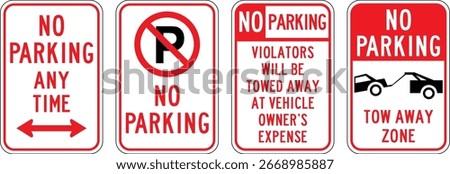 Various No Parking Signs Vector 