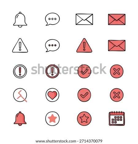 Various notification icons including alerts and messages