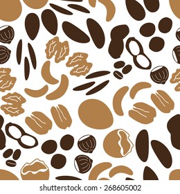 various nuts types brown seamless pattern eps10