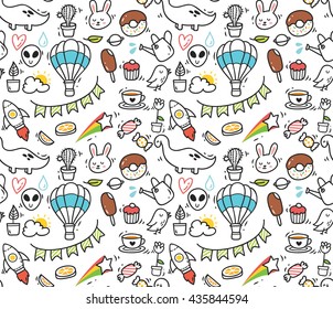 various object doodle background