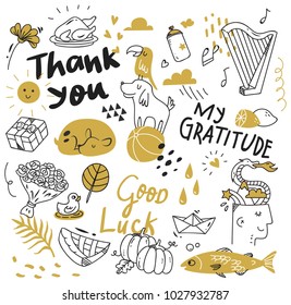 Various object in doodle style, cute hand drawn background