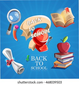 various objects on school and learning